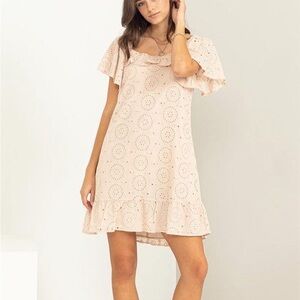 HYFVE Pink with Square Neck and Flutter Sleeves